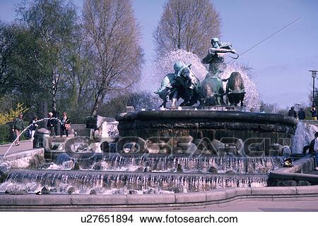 Picture - europe, fountain, scandanavian, denmark, copenhagen, gefion. Fotosearch
