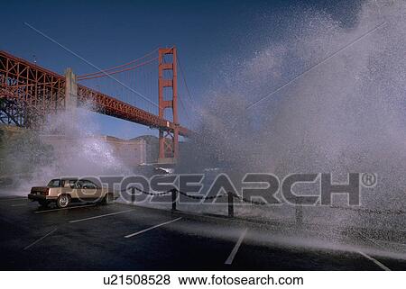 Stock Photo - francisco, nature, san, crashing, waves, car. Fotosearch