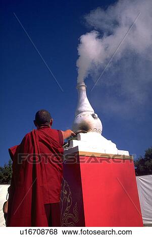 Stock Photo - francisco, prayer, san, tibetan, devotion, monk. Fotosearch