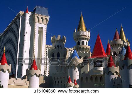 Stock Image - hotel, vegas, street, freemont, excalibur. Fotosearch