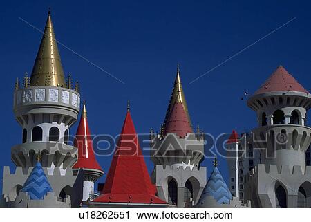 Stock Image - hotel, vegas, street, freemont, excalibur. Fotosearch