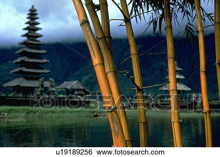 Stock Photograph - indonesia, temple, bali, beratan, lake, pagoda. Fotosearch