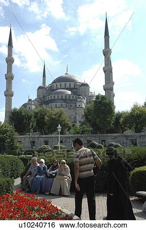 Stock Photograph - istanbul, person, mosque, blue, turkey, people. Fotosearch