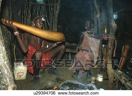 Stock Photograph - kajiado, kenya, home, couple, masai, 3750. Fotosearch