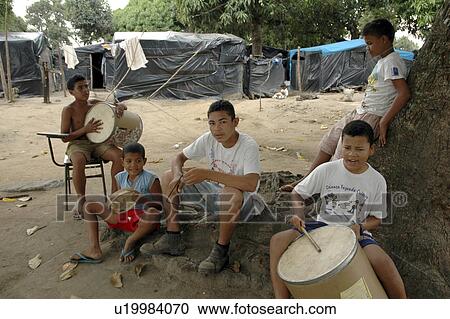Stock Image - kids, people, boys, brazil, person, music. Fotosearch