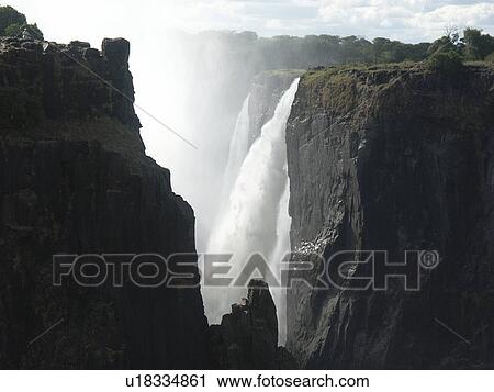 Stock Image - livingstone, person, falls, victoria, zambia, people. Fotosearch