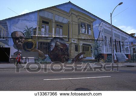 Stock Photograph - louisiana, mural, orleans, new, street, jazz. Fotosearch