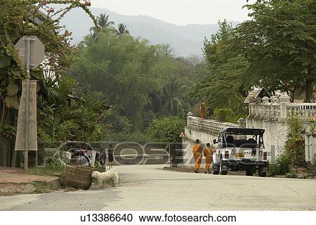 Stock Image - luang, person, scene, street, laos, people. Fotosearch