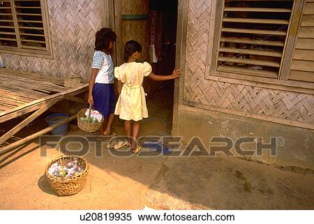 Stock Photography - mactan, house, bringing, girls, home, food. Fotosearch