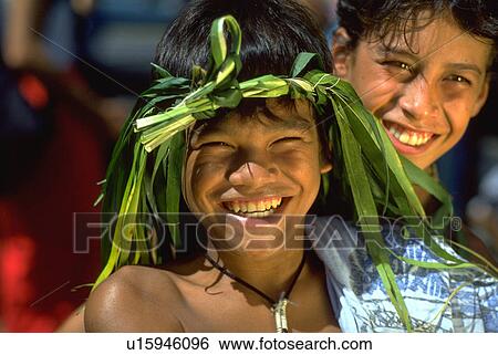 Stock Photograph - made, boy, crown, wearing, laughing, children. Fotosearch