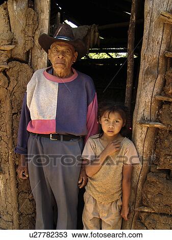 Stock Image - marcala, girl, grandfather, honduras, person, people. Fotosearch