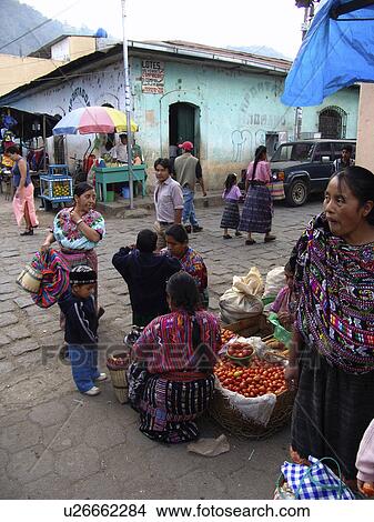 Picture - market, person, mayan, weekly, guatemala, people. Fotosearch