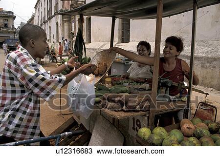 Stock Image - market, person, vegetable, cuba, 4365, people. Fotosearch