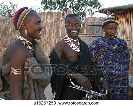 Stock Image - men, person, tribal, watatulu, tanzania, people. Fotosearch