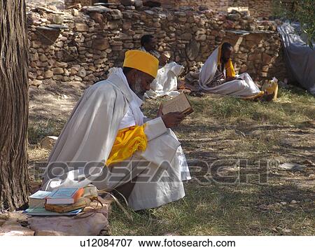 Stock Photo - monastery, person, damo, debre, ethiopia, people. Fotosearch