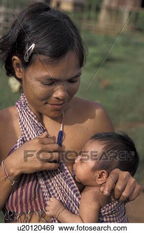 Stock Photo - mother, child, kreung, cambodia, person, people. Fotosearch