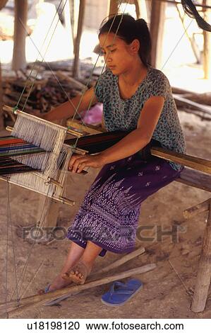 Stock Image - nong, labor, thin, weaving, woman, 3781. Fotosearch