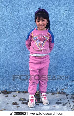 Stock Image - outfil, kid, pink, wearing, girl, child. Fotosearch