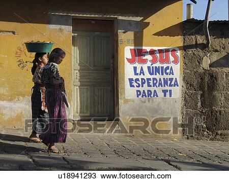 Stock Image - passed, person, walking, guatemala, women, people. Fotosearch