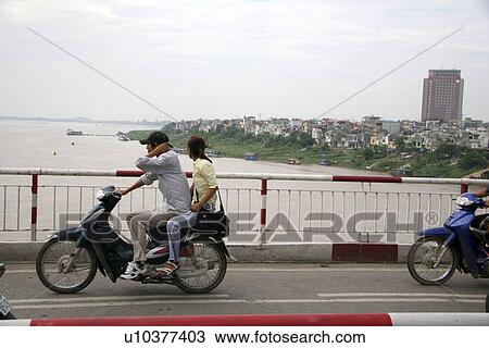 Stock Image - person, red, bridge, vietnam, people. Fotosearch
