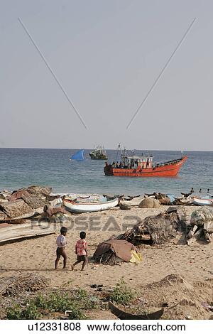 Stock Photo - posttsunami, office, visits, india, person, people. Fotosearch