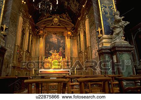 Stock Photograph - provence, church, vaucluse, sorgue, islesurla, interior. Fotosearch