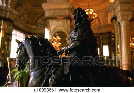 Stock Image - rider, hotel, statue, bronze, paris, interior. Fotosearch