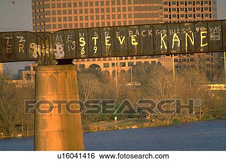Stock Photograph - river, austin, graffiti, bridge, texas, water. Fotosearch