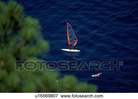 riviera, sailboarding, french, cannes, mediterranean, water View Large Photo Image Stock Photo - riviera, sailboarding, french, cannes, mediterranean, water. Fotosearch