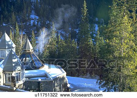 Stock Image - rockies, banff, canadian, hotel, springs, winter. Fotosearch