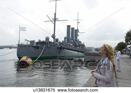 Stock Photography - saint, person, cruiser, aurora, russia, people. Fotosearch