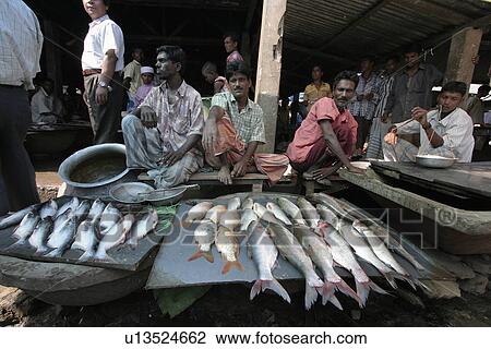 Stock Image - sale, people, bangladesh, fish, person, food. Fotosearch