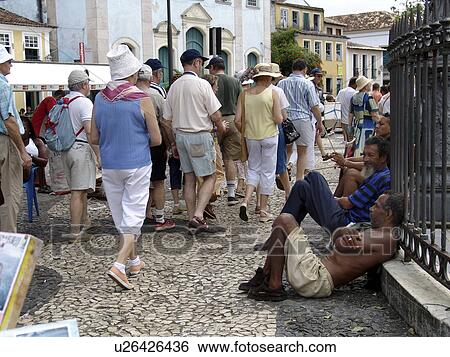 Stock Photograph - salvador, person, pelourinho, tourists, brazil, people. Fotosearch