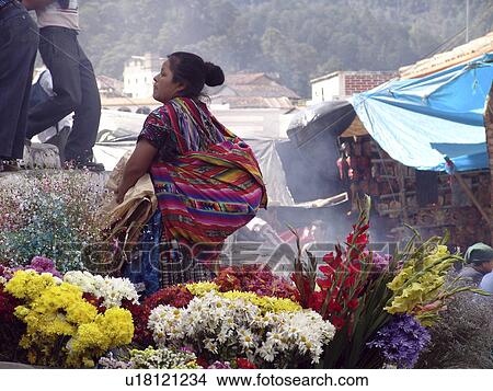 Picture - santo, person, steps, traders, guatemala, people. Fotosearch