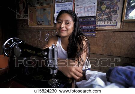 Stock Image - sewing, people, guatemala, 5572, person, woman. Fotosearch