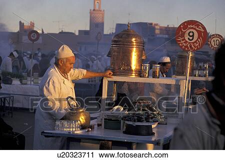 Stock Image - stall, person, tea, morocco, 3292, people. Fotosearch