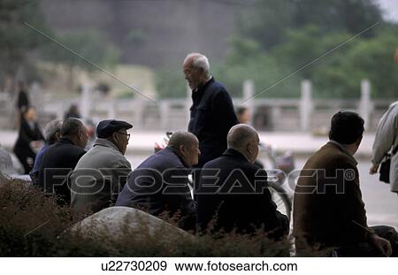 Stock Photo - talking, person, men, elderly, 7082, people. Fotosearch