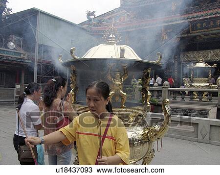 Stock Image - temple, people, lungshan, taiwan, person, love. Fotosearch