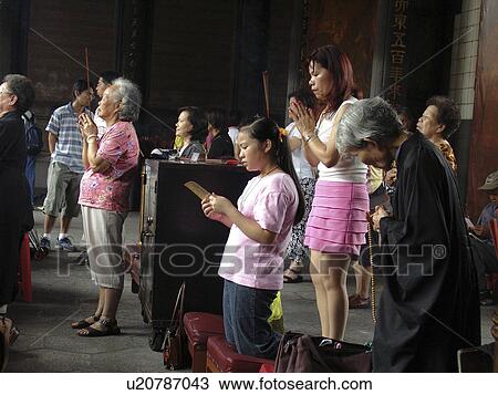 Stock Image - temple, people, lungshan, taiwan, person, love. Fotosearch