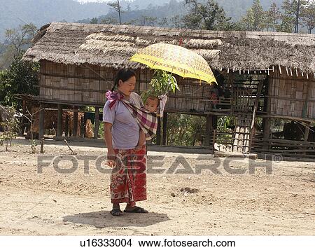 Picture - thailand, people, umbrella, 9581, person, woman. Fotosearch