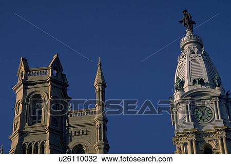 Stock Image - tower, city, pa, philadelphia, hall, old. Fotosearch
