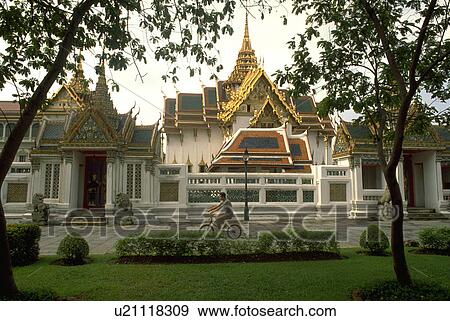 Stock Photo - trees, asia, grounds, temple, southeast, thailand. Fotosearch