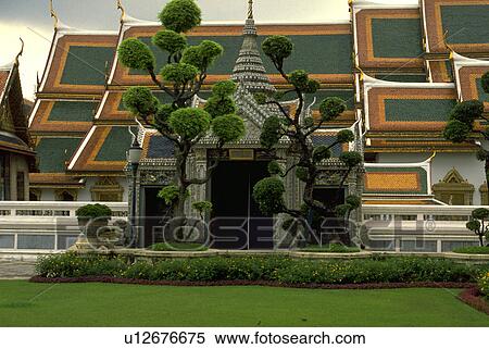 Stock Photography - trees, asia, landscaping, courtyard, southeast, thailand. Fotosearch
