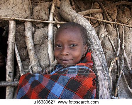 Stock Photo - tribal, child, watatulu, tanzania, person, people. Fotosearch