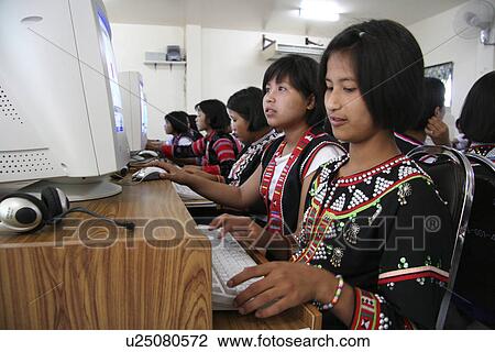 Stock Image - tribal, person, lisu, thailand, school, people. Fotosearch