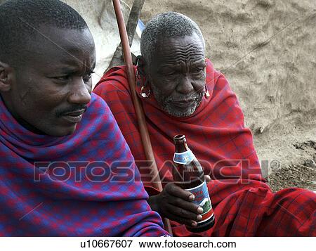 Stock Photo - village, person, masai, men, tanzania, people. Fotosearch