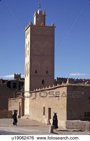 Stock Photograph - village, person, mud, morocco, 3775, people. Fotosearch