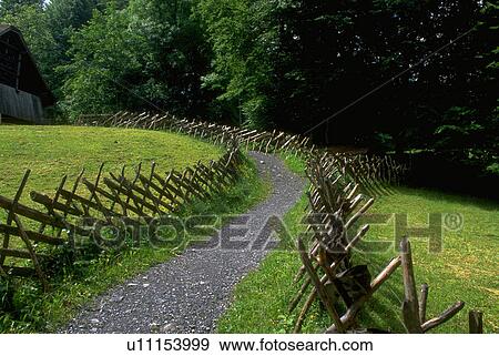 Stock Photo - walks, wooden, line, fences, cross, traditional. Fotosearch