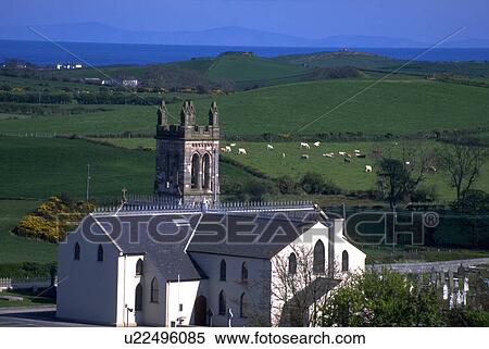 Stock Photography - white, church, irish, rural, small. Fotosearch
