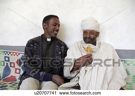 Stock Image - wutafa, person, priests, two, ethiopia, people. Fotosearch